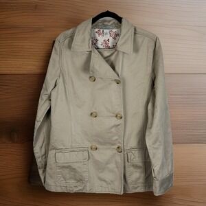 Old‎ Navy Women's Large Jacket Cotton Peacoat Beige Long Sleeve Canvas Button-up